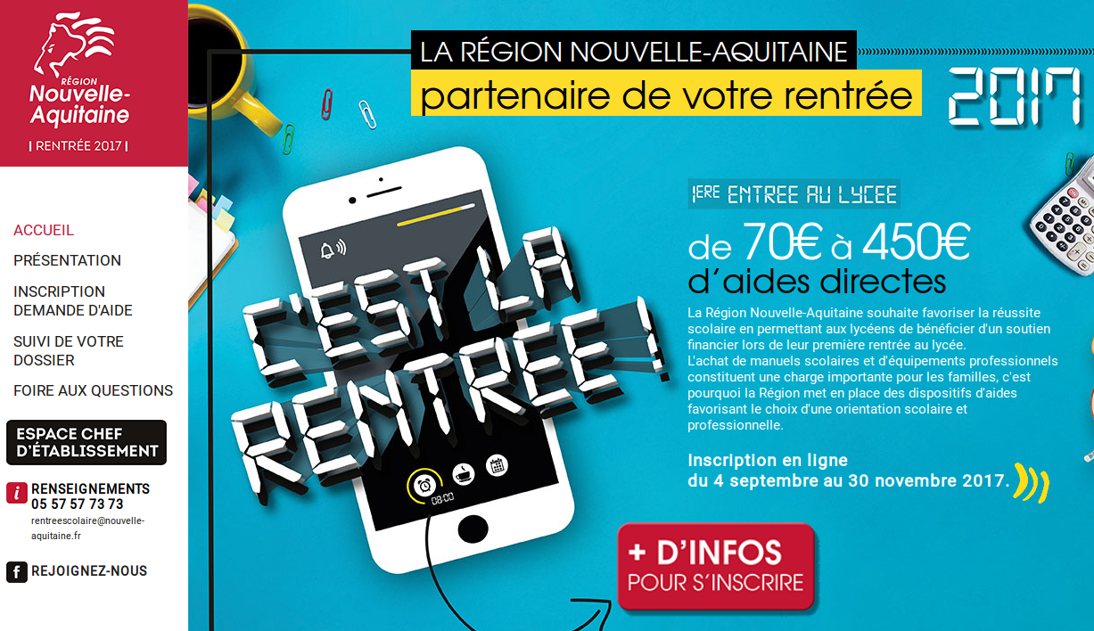 Aide financière de la région NouvelleAquitaine Lycée François Mauriac